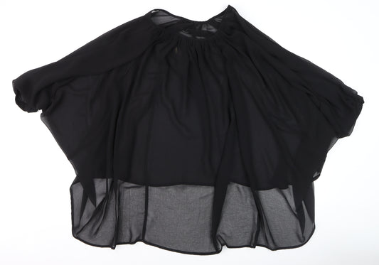 Biba Women's Black Chiffon Beaded Kimono Blouse Size 12