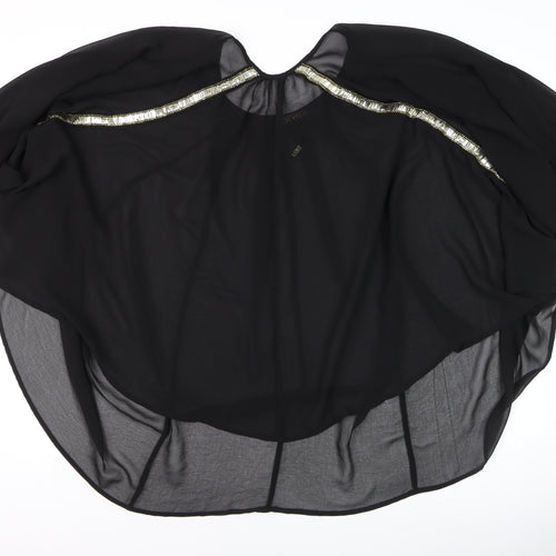 Biba Women's Black Chiffon Beaded Kimono Blouse Size 12