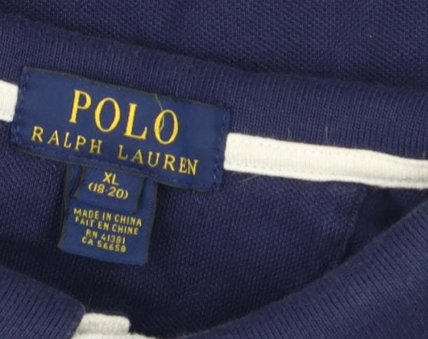 Ralph Lauren Men's Blue XL Collared Short Sleeve Cotton Sports T-Shirt