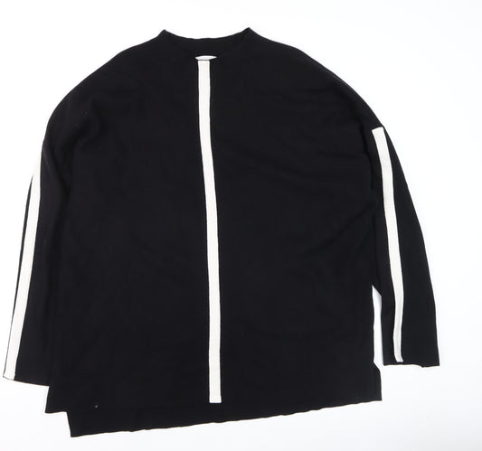 Apricot Womens Black White Stripe Long Sleeve Pullover Jumper Size 18