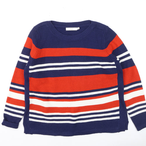 Isle Women's Red Navy Striped Pullover Jumper Size M 14-16