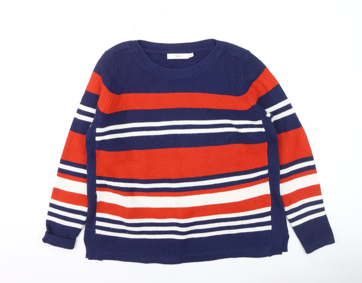 Isle Women's Red Navy Striped Pullover Jumper Size M 14-16