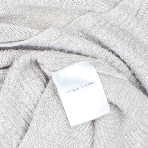 Delicate Love Womens Beige V-Neck Long Sleeve Pullover Jumper M