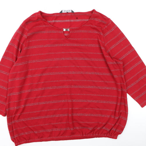 Bonmarché Women’s Red Striped Metallic Jersey T-Shirt Size 20
