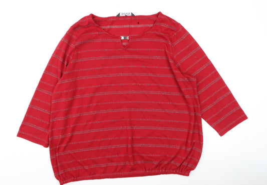 Bonmarché Women’s Red Striped Metallic Jersey T-Shirt Size 20