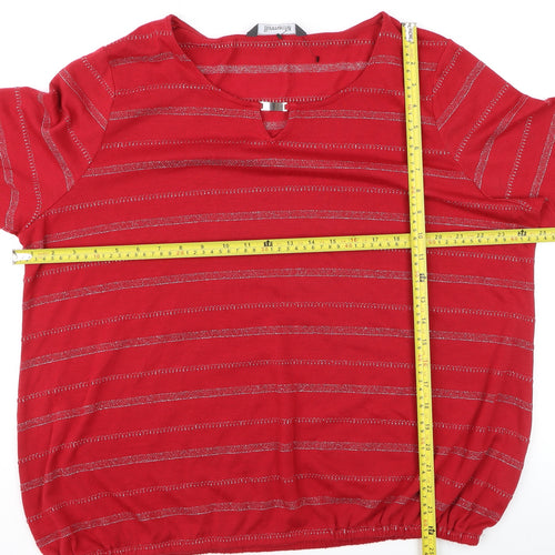 Bonmarché Women’s Red Striped Metallic Jersey T-Shirt Size 20