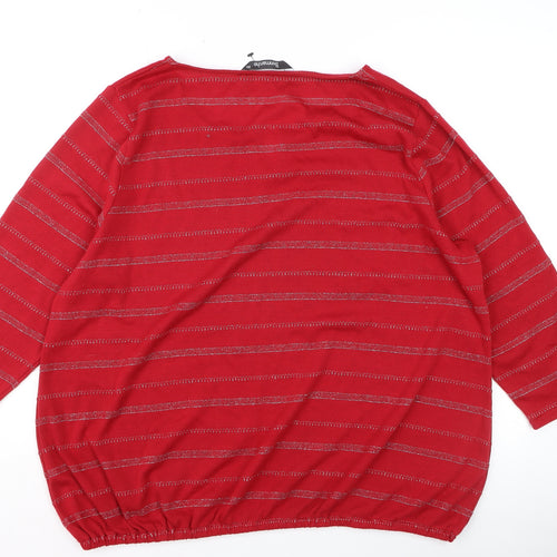 Bonmarché Women’s Red Striped Metallic Jersey T-Shirt Size 20