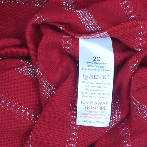 Bonmarché Women’s Red Striped Metallic Jersey T-Shirt Size 20