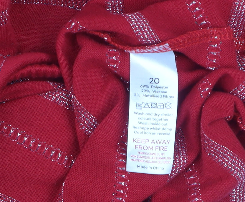 Bonmarché Women’s Red Striped Metallic Jersey T-Shirt Size 20
