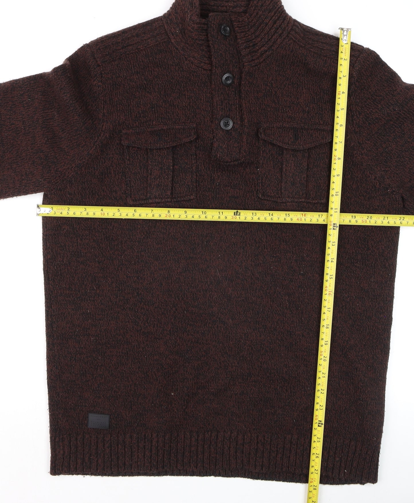 Dissident Men's Brown Henley Knit Jumper Size M