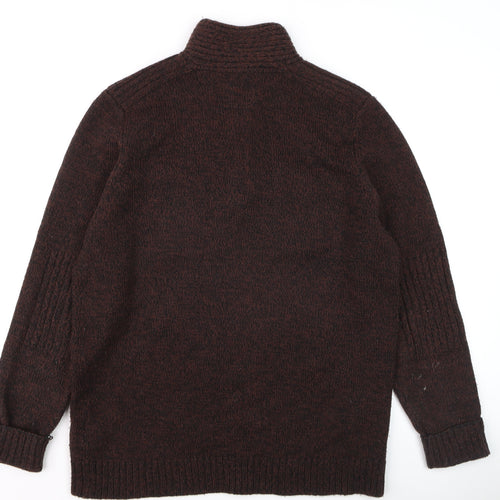 Dissident Men's Brown Henley Knit Jumper Size M