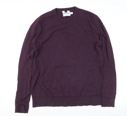Topman Men's Purple Cotton Crew Neck Jumper Size M Classic Knit