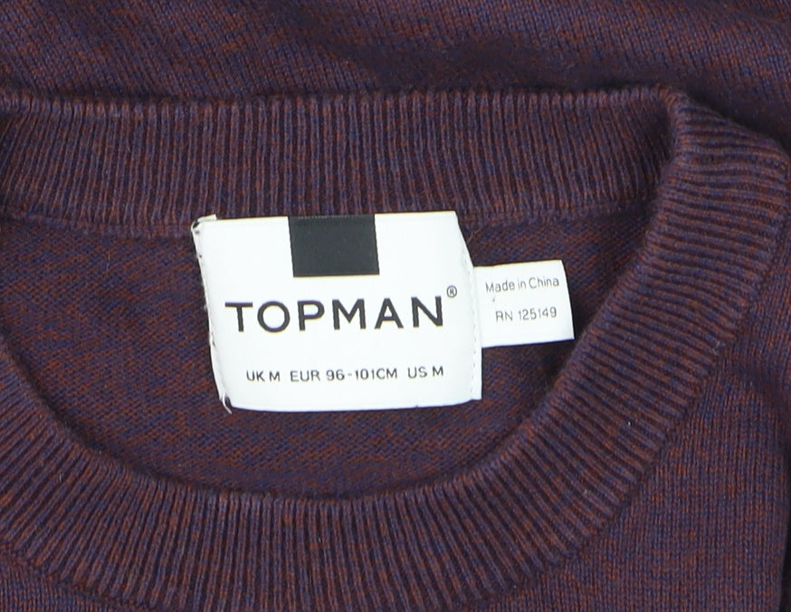 Topman Men's Purple Cotton Crew Neck Jumper Size M Classic Knit