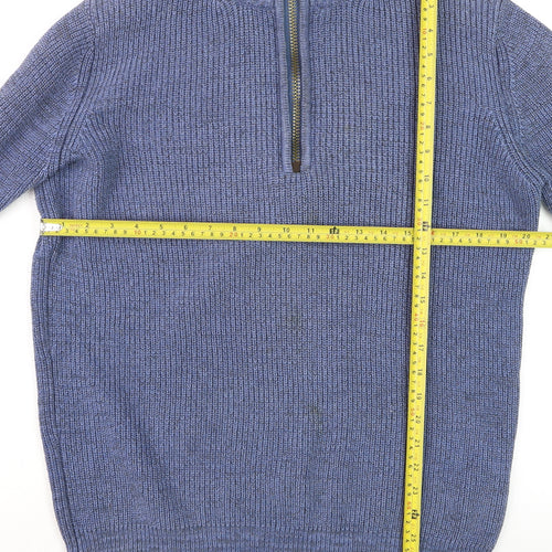 Camel Active Men's Blue Cotton Half Zip Jumper Size M