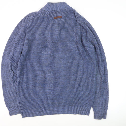 Camel Active Men's Blue Cotton Half Zip Jumper Size M