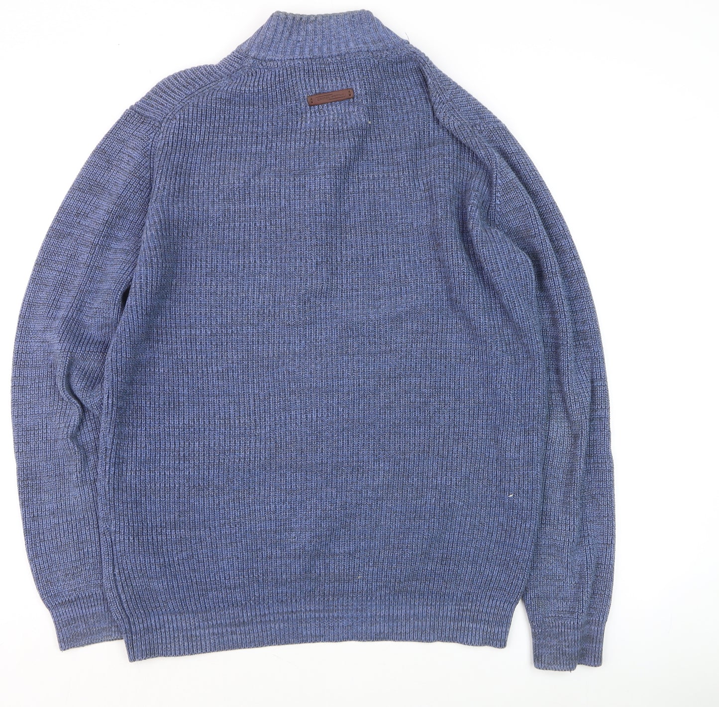 Camel Active Men's Blue Cotton Half Zip Jumper Size M