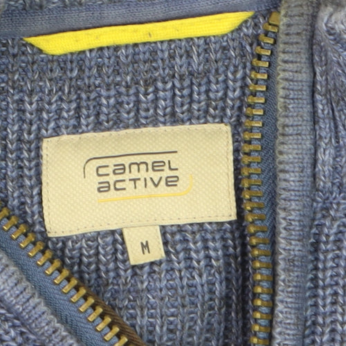 Camel Active Men's Blue Cotton Half Zip Jumper Size M