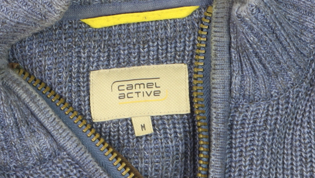 Camel Active Men's Blue Cotton Half Zip Jumper Size M