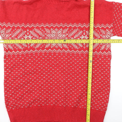 FatFace Women’s Red Fair Isle Roll Neck Jumper Size 8
