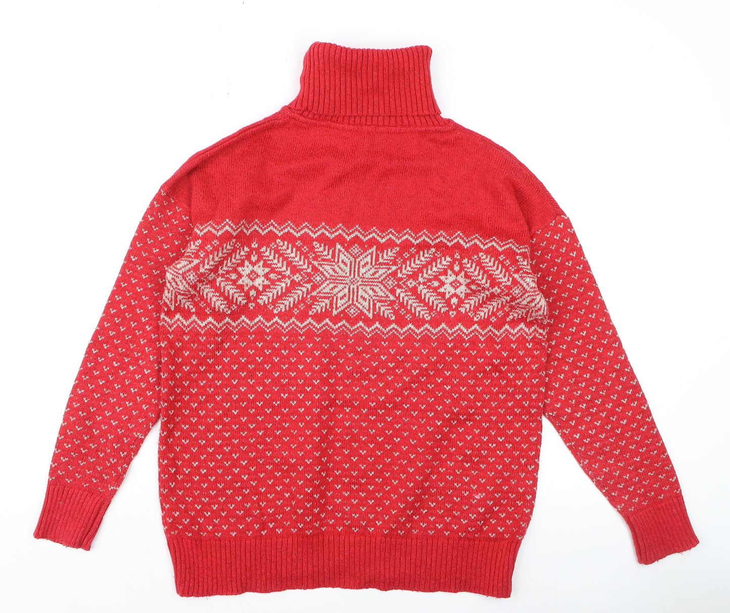 FatFace Women’s Red Fair Isle Roll Neck Jumper Size 8