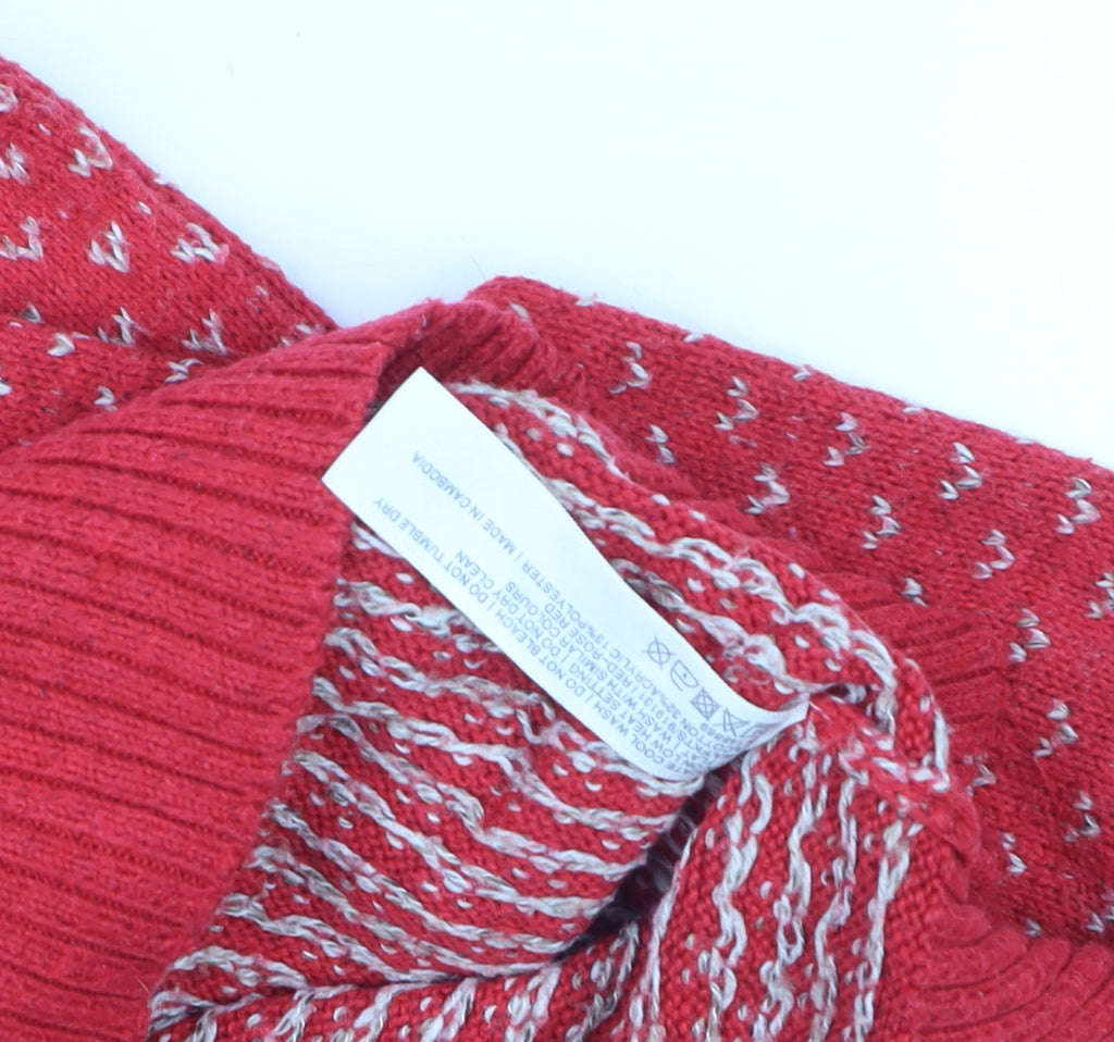 FatFace Women’s Red Fair Isle Roll Neck Jumper Size 8