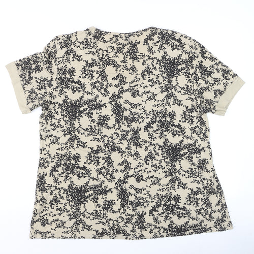 Bassini Womens Beige Floral Short Sleeve Viscose T-Shirt XL