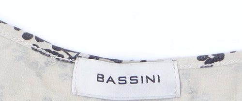 Bassini Womens Beige Floral Short Sleeve Viscose T-Shirt XL