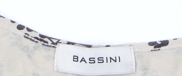 Bassini Womens Beige Floral Short Sleeve Viscose T-Shirt XL