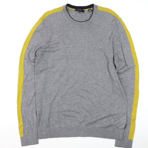 Ted Baker Men’s Grey Crew Neck Cotton Blend Pullover Jumper Size L