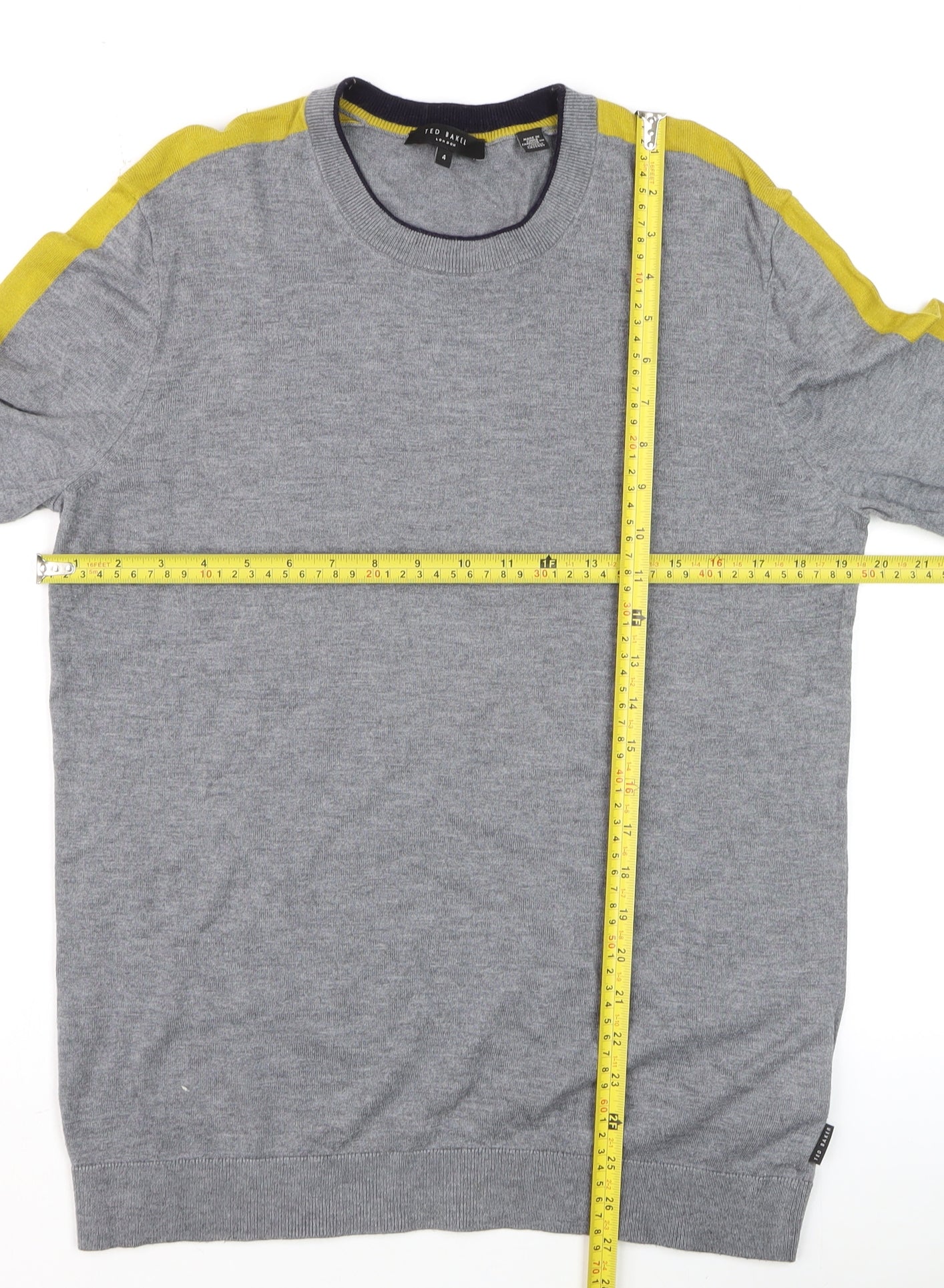 Ted Baker Men’s Grey Crew Neck Cotton Blend Pullover Jumper Size L