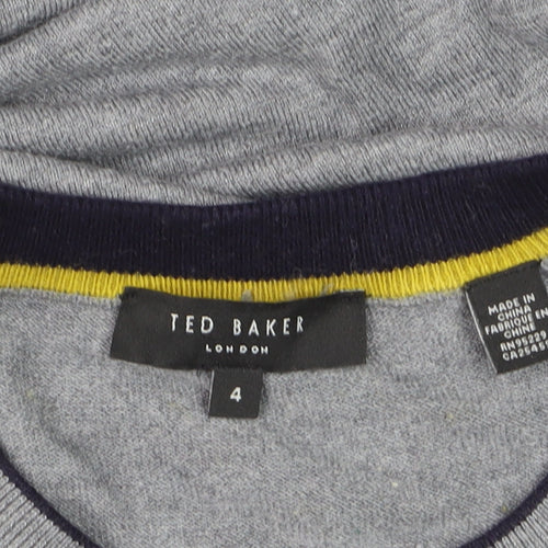 Ted Baker Men’s Grey Crew Neck Cotton Blend Pullover Jumper Size L