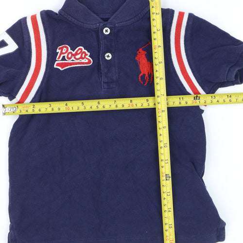 Ralph Lauren Boys Blue Polo Shirt 4 Years Collared Short Sleeve Casual