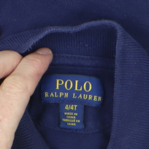 Ralph Lauren Boys Blue Polo Shirt 4 Years Collared Short Sleeve Casual