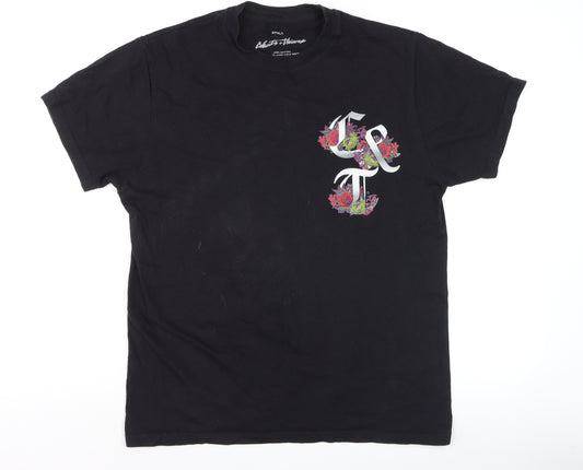Cheats & Thieves Men's Black Floral Graphic Cotton T-Shirt Size S