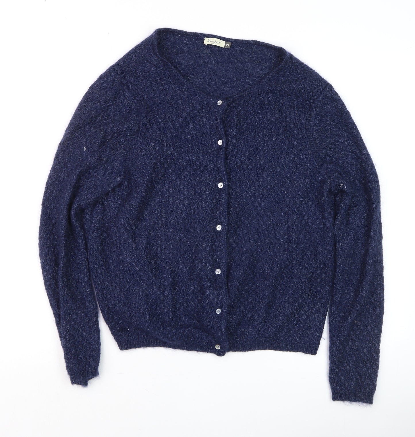 Somewhere Paris Women's Blue Wool Mohair Knit Cardigan Size 12