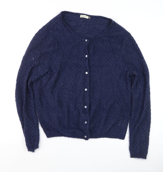 Somewhere Paris Women's Blue Wool Mohair Knit Cardigan Size 12