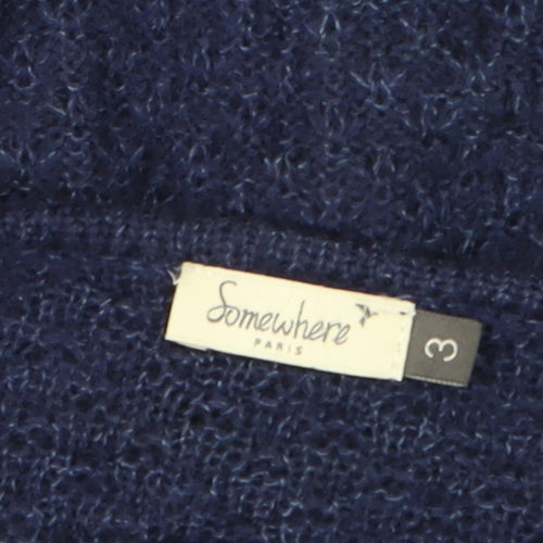 Somewhere Paris Women's Blue Wool Mohair Knit Cardigan Size 12