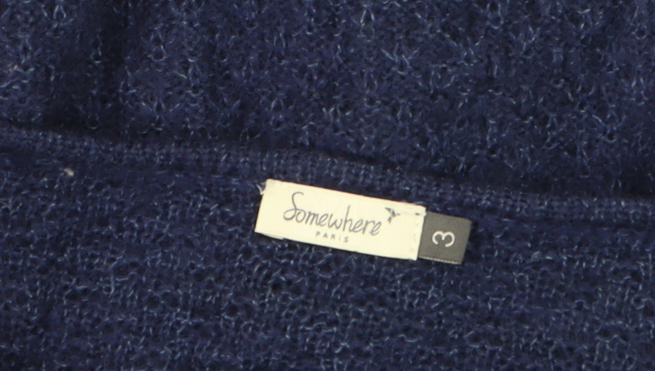 Somewhere Paris Women's Blue Wool Mohair Knit Cardigan Size 12