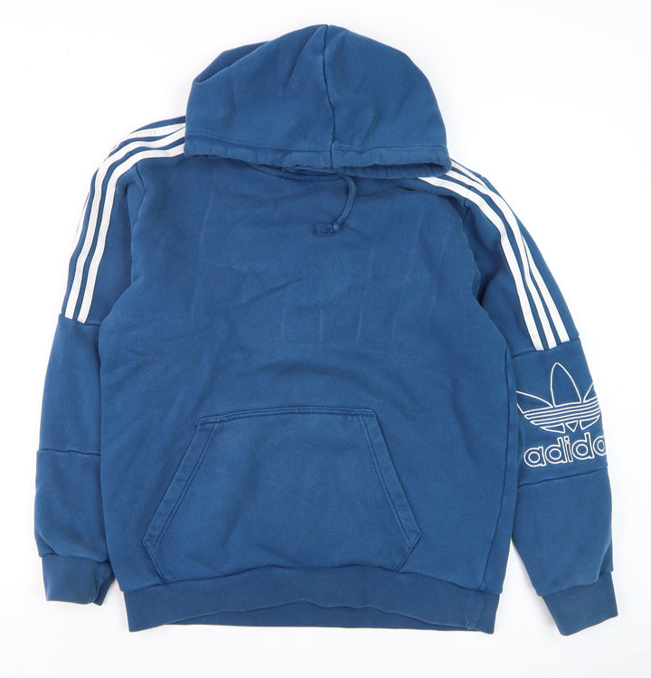 Adidas Men's Blue Pullover Hoodie M Sports Fleece Logo