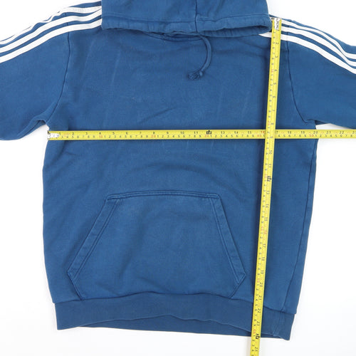 Adidas Men's Blue Pullover Hoodie M Sports Fleece Logo