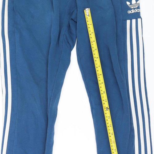 Adidas Men Blue Jogger Sweatpants M with Side Stripes