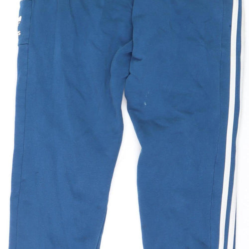 Adidas Men Blue Jogger Sweatpants M with Side Stripes