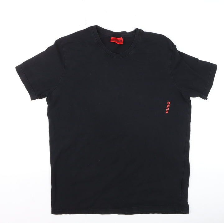 Hugo Boss Men's Black Crew Neck Cotton Logo T-Shirt Size M