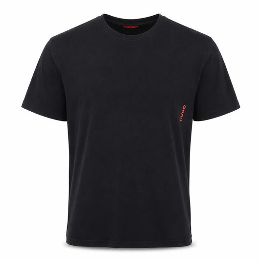 Front view of Hugo Boss Men's Black Crew Neck Cotton Logo T-Shirt, size M