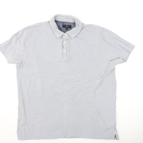 Jasper Conran Men's Grey Collared Short Sleeve Cotton T-Shirt Size L