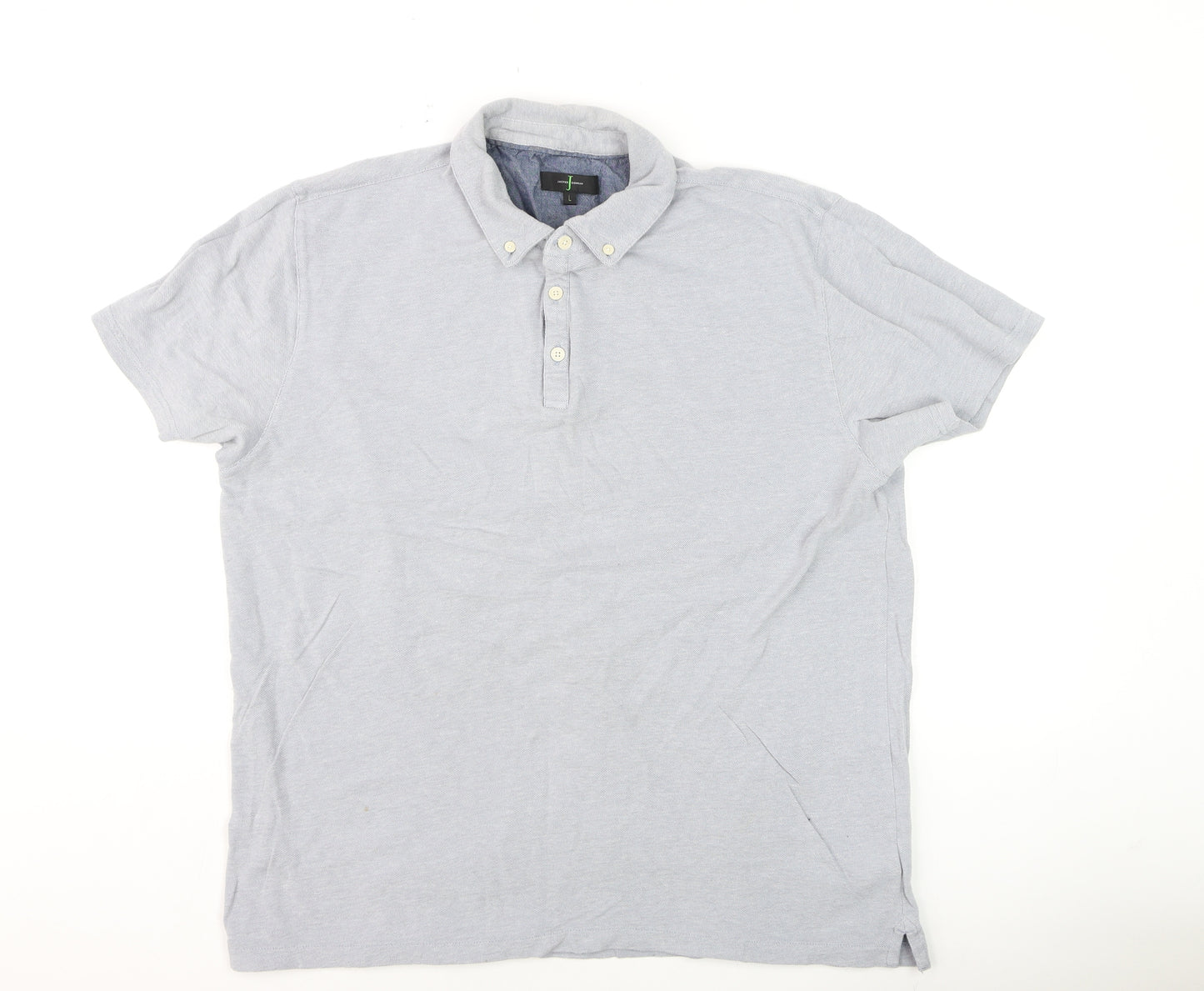 Jasper Conran Men's Grey Collared Short Sleeve Cotton T-Shirt Size L