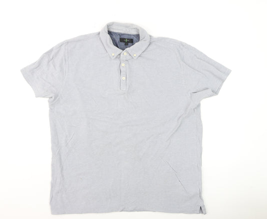 Jasper Conran Men's Grey Collared Short Sleeve Cotton T-Shirt Size L