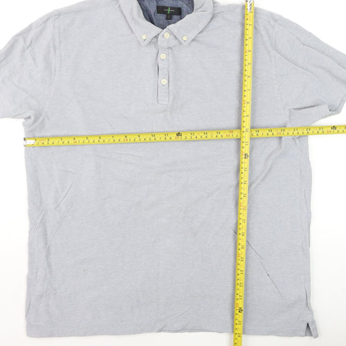 Jasper Conran Men's Grey Collared Short Sleeve Cotton T-Shirt Size L