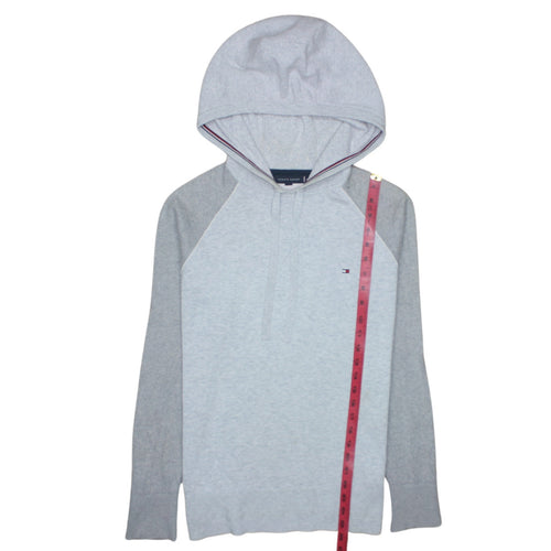 Tommy Hilfiger Men’s Grey Pullover Hoodie Medium Logo Cotton