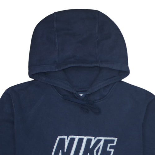 Nike Men's Navy Blue Pullover Hoodie Medium Classic Logo Cotton Blend